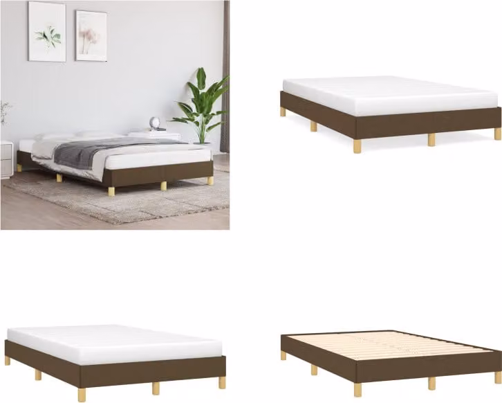 vidaXL Struttura letto in tessuto marrone scuro 120x200 cm - Struttura letto - Cornici letto - Struttura letto - Letto