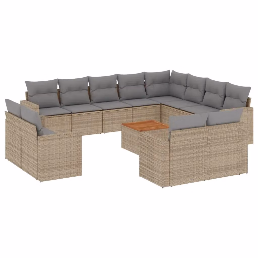 vidaXL Set Divano da Giardino a L 13 pz in Polyrattan con Cuscini Beige e Grigio – 2