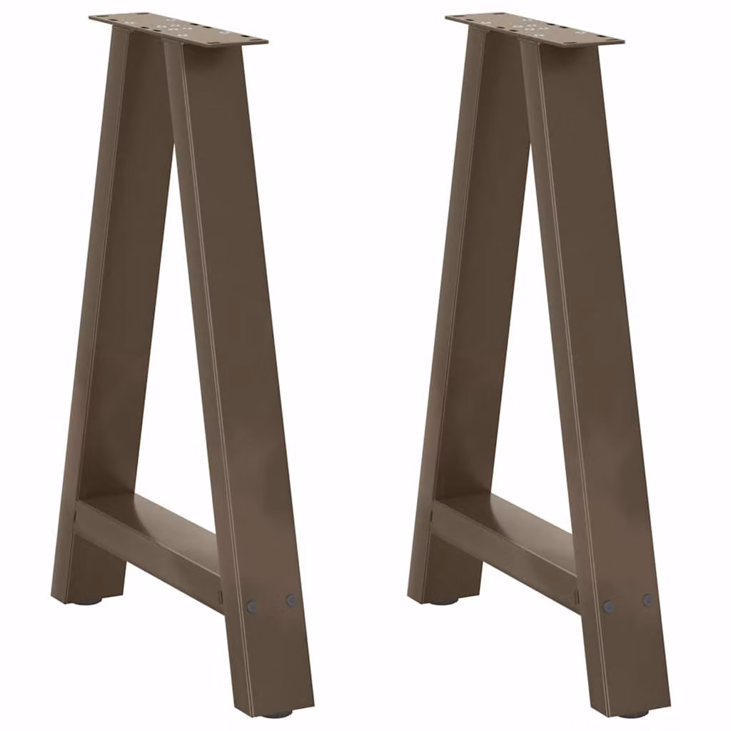 Coppia di gambe per tavolo da pranzo a forma di A vidaXL in metallo marrone opaco, H: 72-73 cm, L: 60 cm