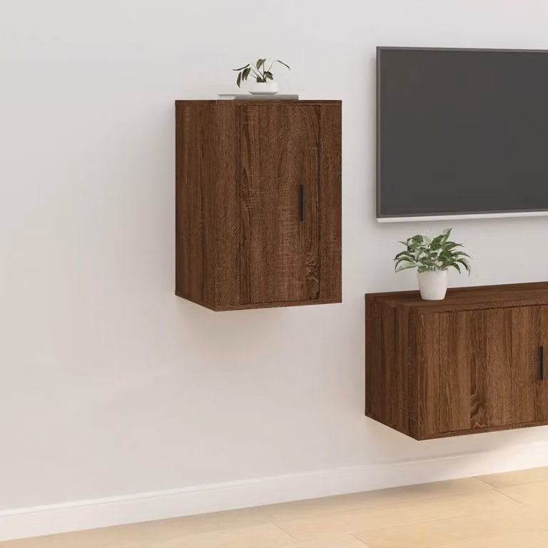 vidaXL Mobile Porta TV a Parete in Legno Rovere Marrone L: 40 cm, P: 34,5 cm, H: 60 cm
