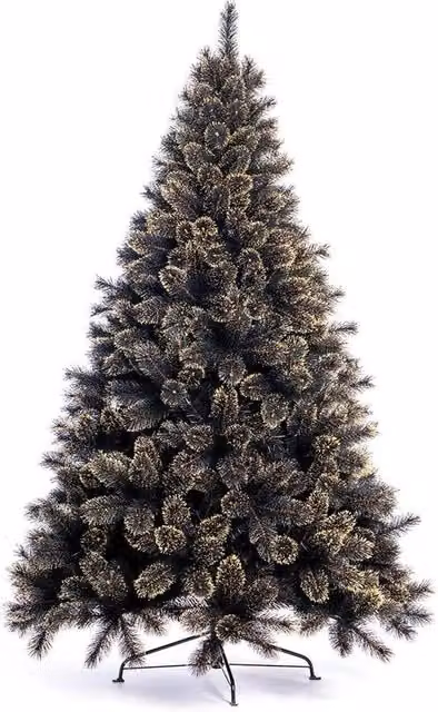 Albero di Natale Luxury 240cm 1434 Punte Nero e Oro Base a Croce Design Premium