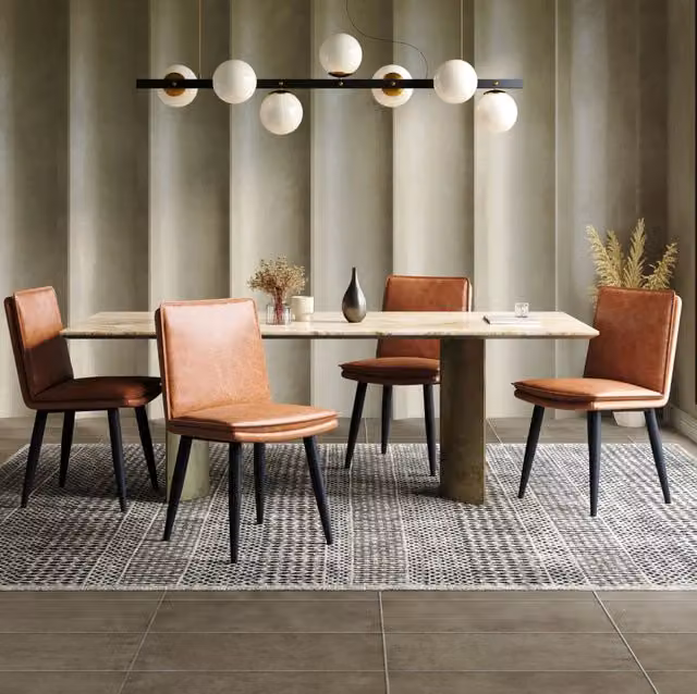 Set di 4 sedie da pranzo 49x57x84 cm in PU marrone stile moderno