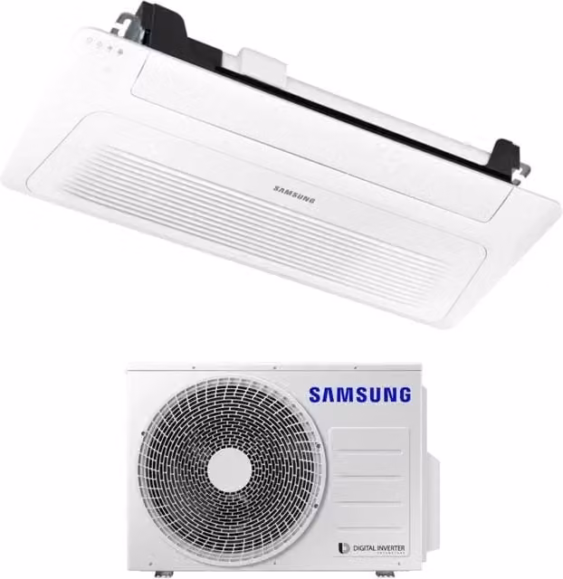 Climatizzatore Condizionatore Samsung Cassetta 1 Via WindFree Slim 9000 Btu AC026RN1DKG/EU Bianco con Pannello Incluso e Wi-Fi Opzionale