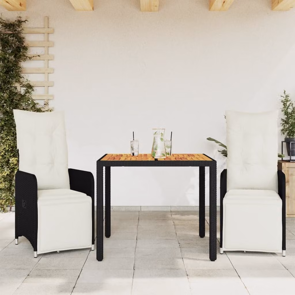 Maison Exclusive - Set da giardino in 3 pezzi con cuscini, in rattan sintetico nero