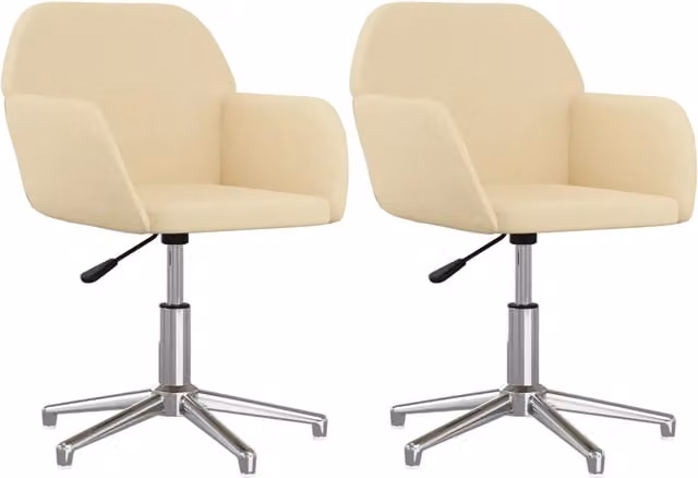 Set di 2 sedie da pranzo girevoli a 360 gradi in tessuto beige con design moderno per soggiorno e cucina – 1