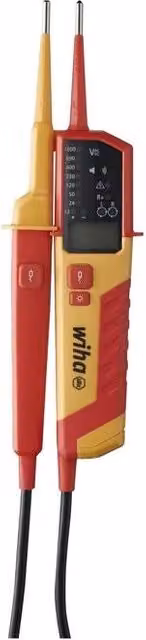 Wiha 45217 Tester di Tensione e Continuità 0,5 - 1000 V AC CAT IV IP64 con Display LCD e Torcia Integrata Rosso Giallo