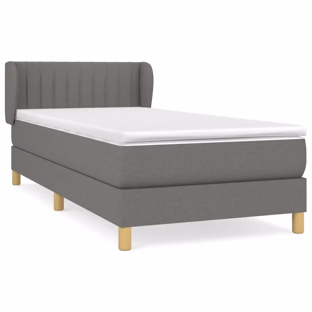 vidaXL Giroletto a Molle con Materasso Ibrido in Tessuto Grigio e Bianco L/P/H: 80 x 200 x 83 cm – 2
