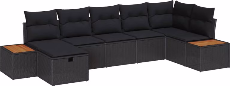 Maison Exclusive - Set da giardino composto da 8 pezzi, divano in rattan sintetico nero