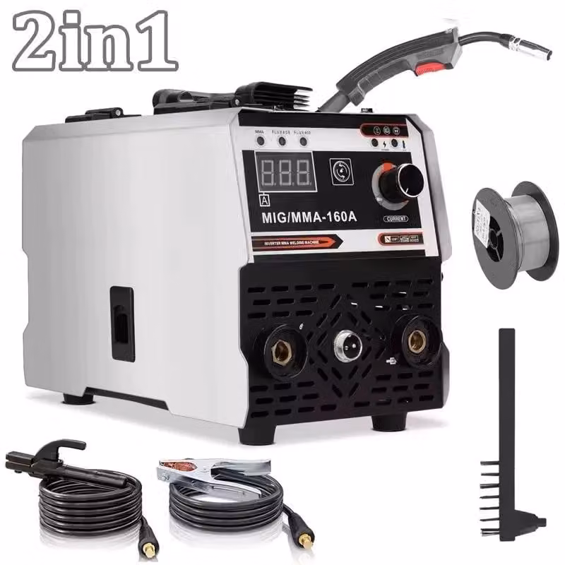 Saldatrice - MIG/MMA-160 - 160 A - Inverter IGBT - Senza gas - Portatile - 220 V