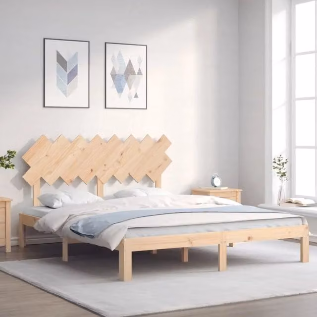 Giroletto vidaXL in legno massello di pino naturale per adulti, L/P: 160 x 200 cm