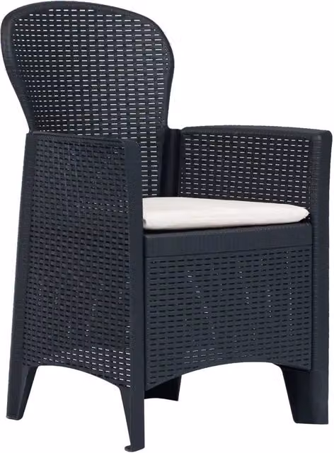 Sedie da Giardino 2 pz Cuscino Antracite Plastica Stile Rattan 45599