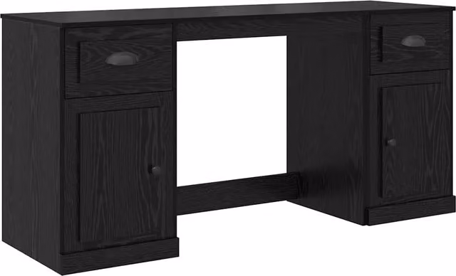 Scrivania | Tavolo da Ufficio con armadietto Rovere Nero 154,5 x 50 x 75 cm