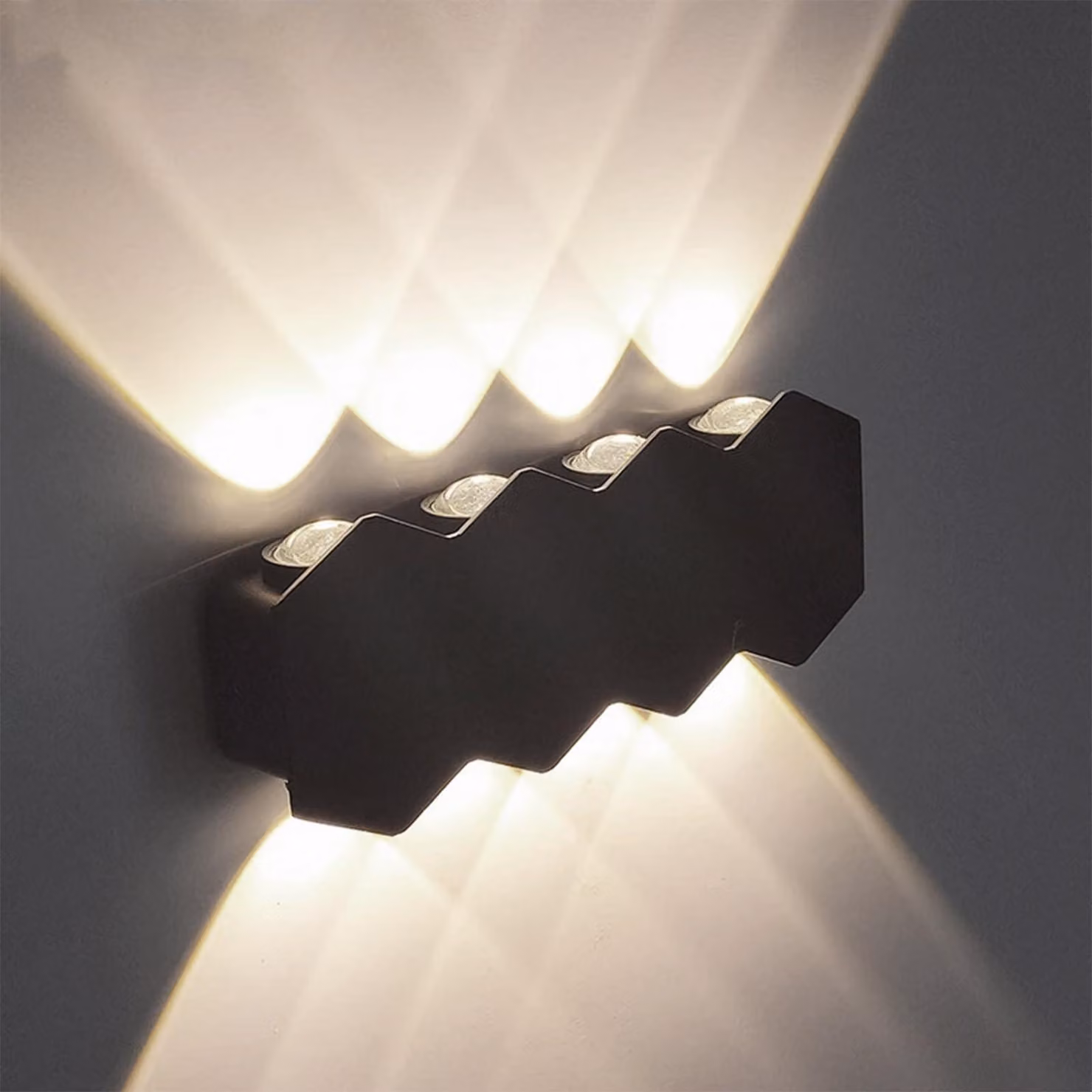 Lampada da parete a LED, grado di protezione IP65, colore nero, 4000 K, 1000 lumen, 8 W