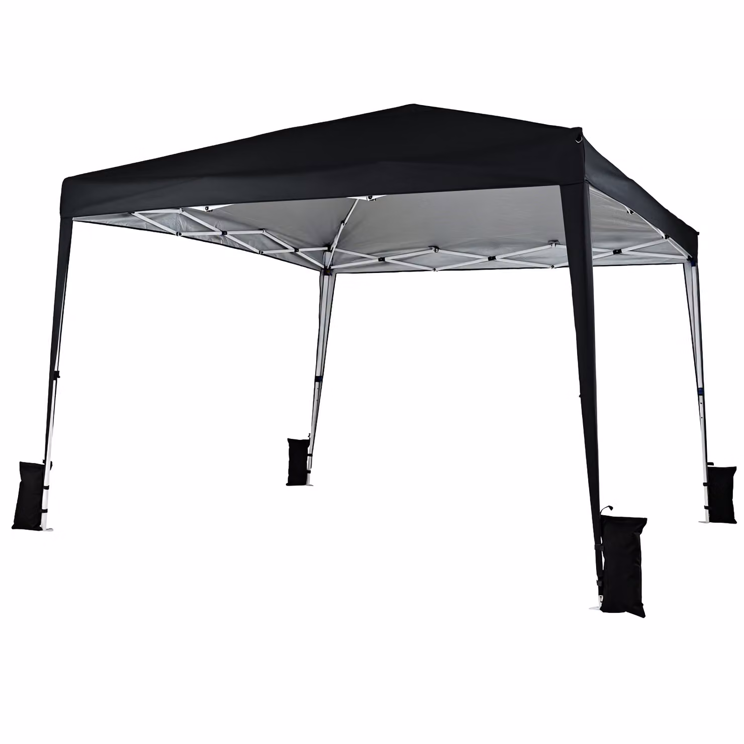 Gazebo da giardino pieghevole e portatile Costway con altezza regolabile e telo impermeabile Nero L/P: 300 x 300 cm
