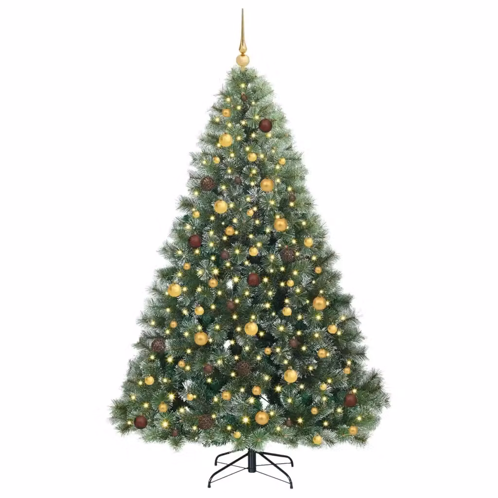 Albero di Natale artificiale moderno vidaXL verde con 300 LED luce bianca calda in PE e PVC, Altezza: 210 cm – 2