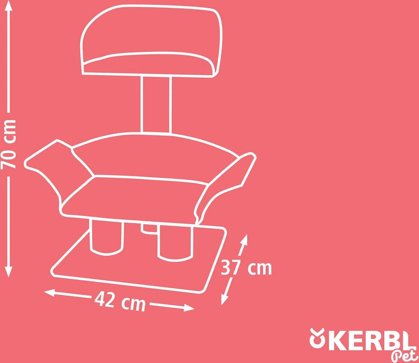 Kerbl Kratzbaum Lounge Deluxe (Farbe grau/rot, Höhe 70 cm, mit Natursisal) 81548