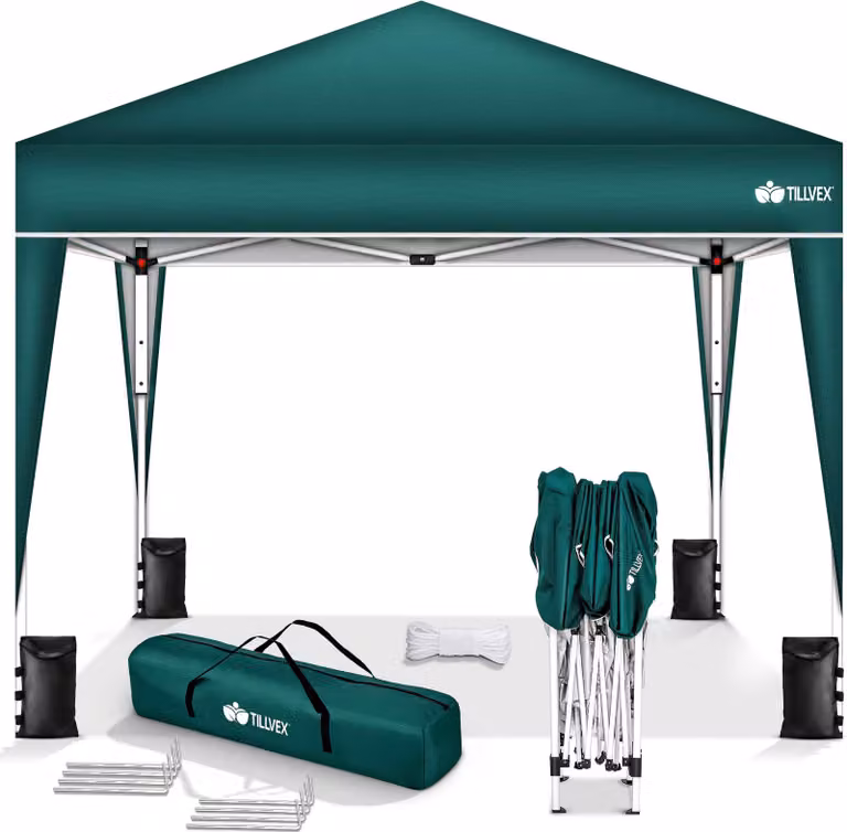 tillvex gazebo 3x3m verde impermeabile | gazebo pop-up pieghevole regolabile in altezza | tenda da giardino protezione UV 50+ | tenda da festa con borsa per giardino