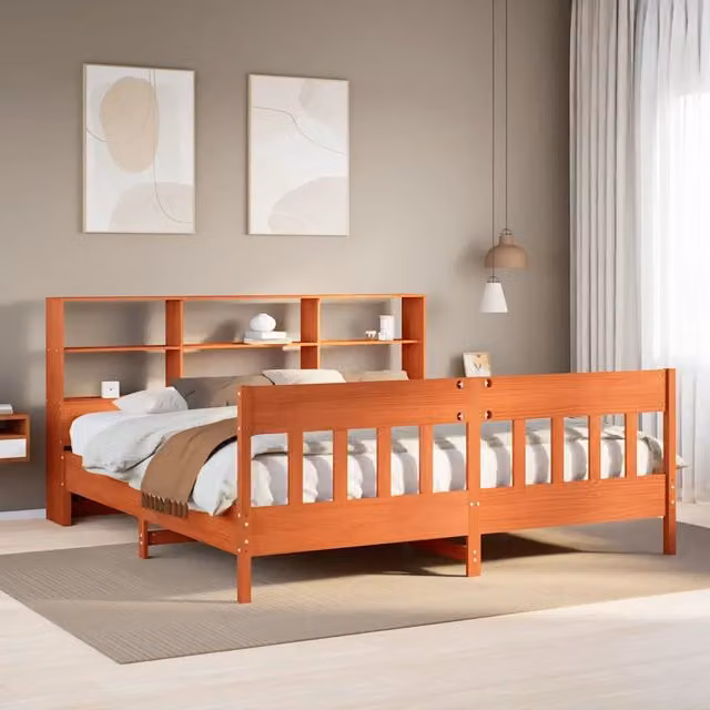 Giroletto senza Materasso Marrone Cera 180x200 cm Legno di Pino 3323214