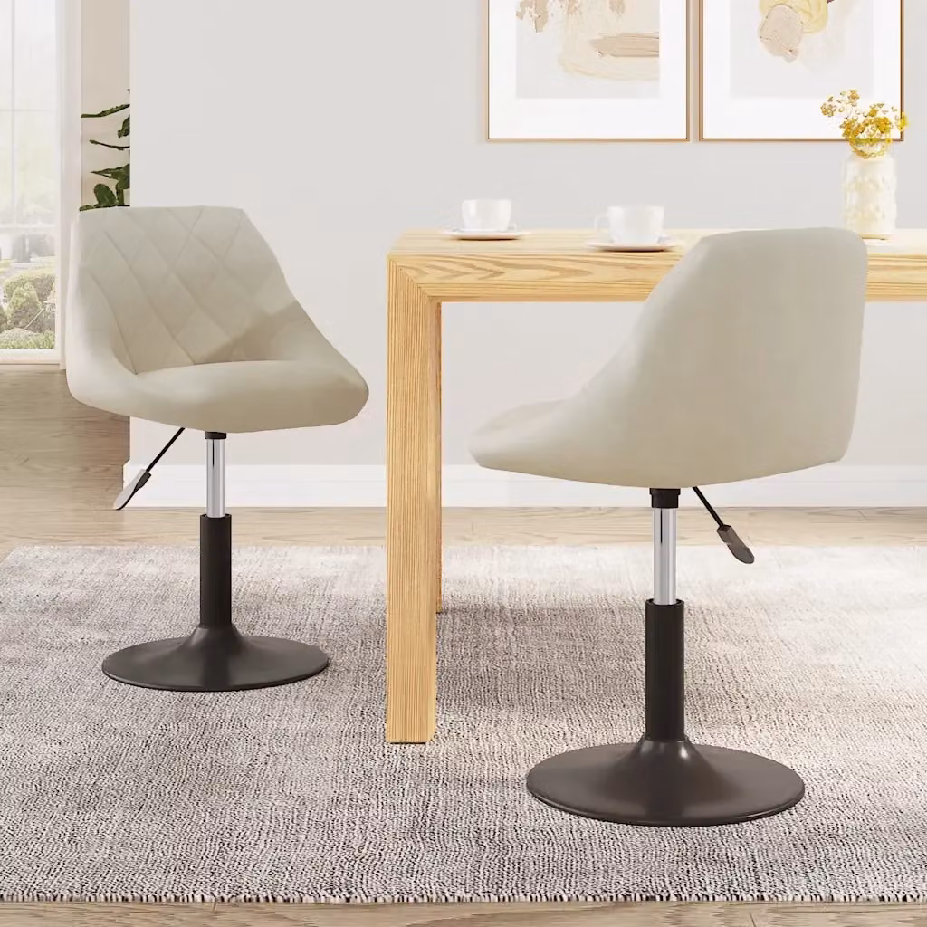 Set di 2 sedie da pranzo girevoli 360 gradi in velluto beige con struttura moderna per cucina e sala da pranzo – 2