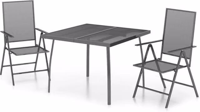 Set da Pranzo da Giardino 3 pz | Set Salotto da Giardino in Acciaio Antracite