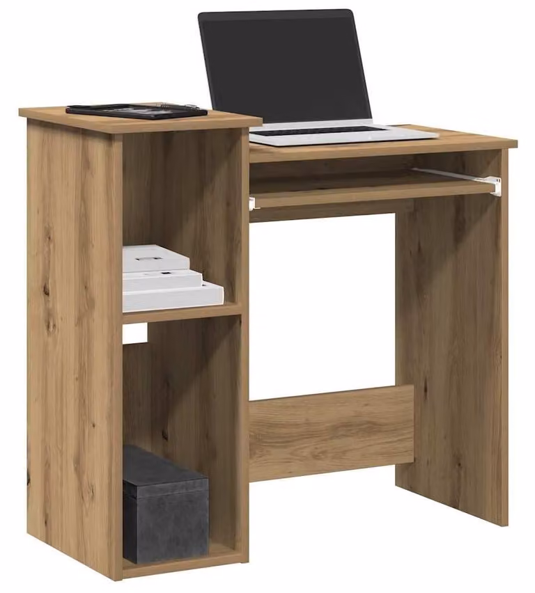 Scrivania Bureau in legno di quercia massello, finitura "Artisan", dimensioni 84x40x78 cm