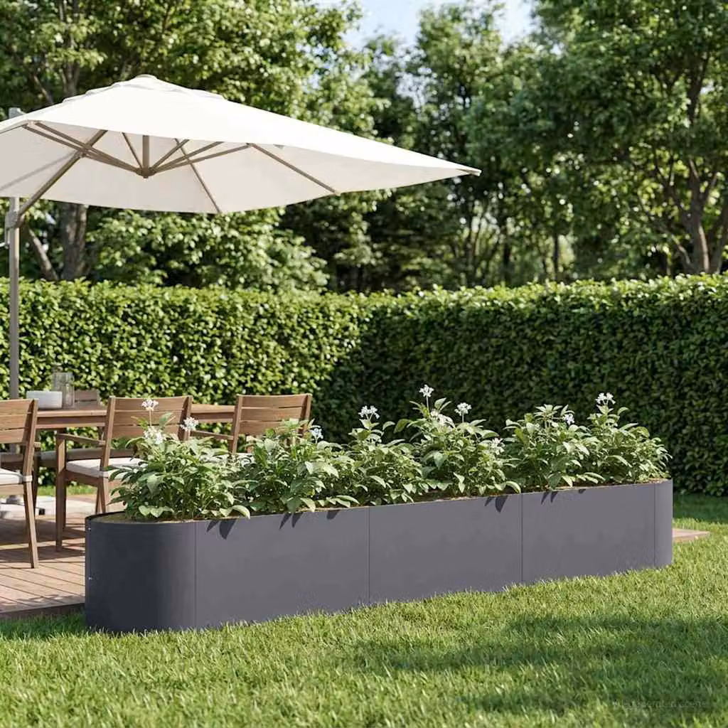 Letto rialzato da giardino vidaXL in acciaio color antracite L 300 x P 40 x H 40 cm