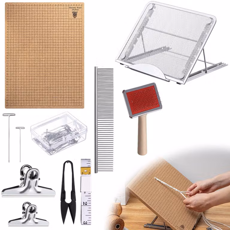 Kit per il macramè, completo di telaio e strumenti