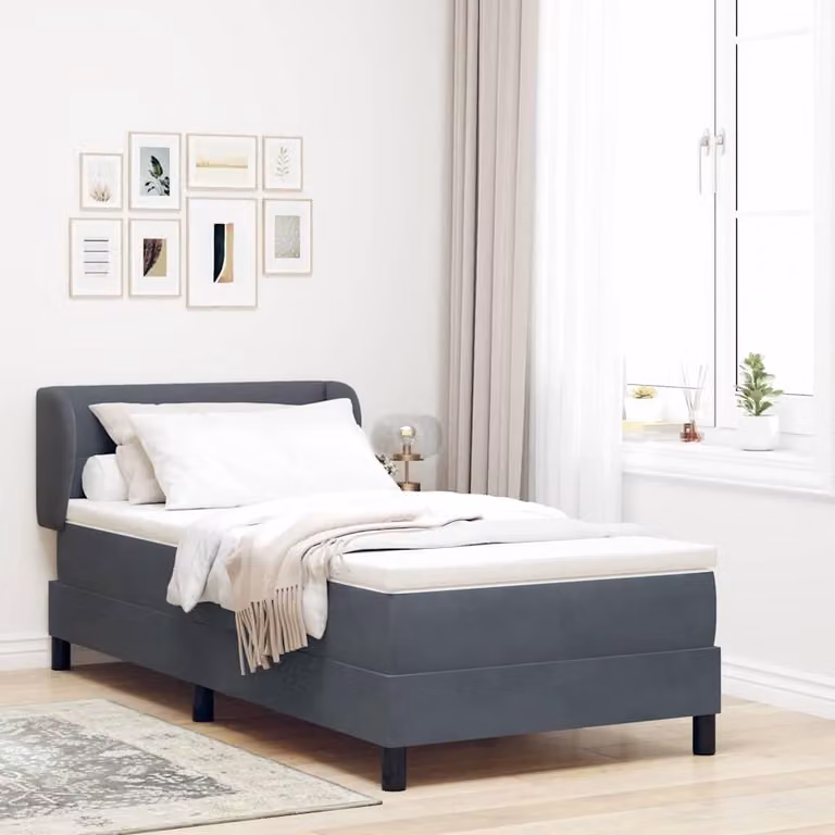 Maison Exclusive - Letto a molle con materasso Grigio scuro 100 x 200 cm Velluto