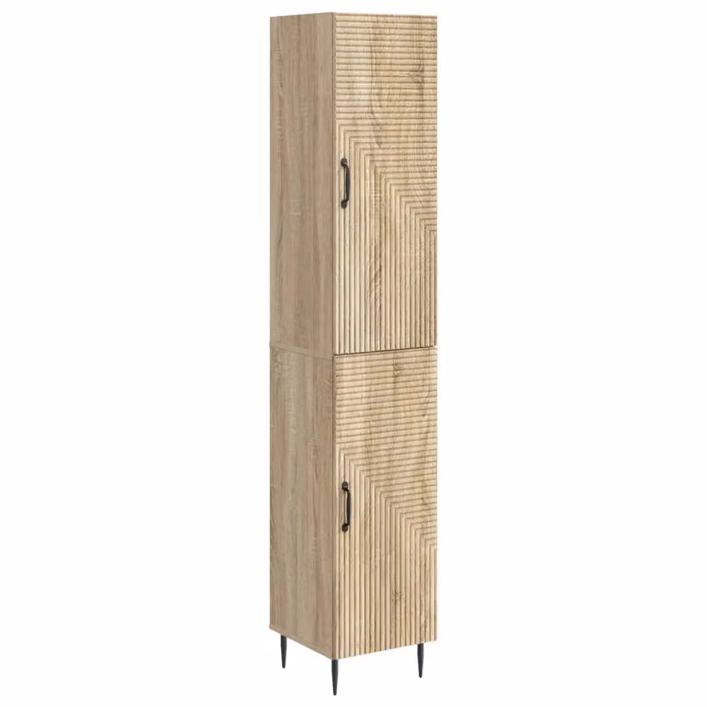 Set di 2 armadi moderni vidaXL in legno MDF color rovere con ante scorrevoli e ripiani interni per camera da letto o ufficio – 2