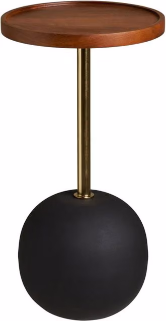 Tavolino d'appoggio Sirone Vikasa Home in legno di mango e acciaio con finitura ottone nero, L: 30 cm, P: 56 cm