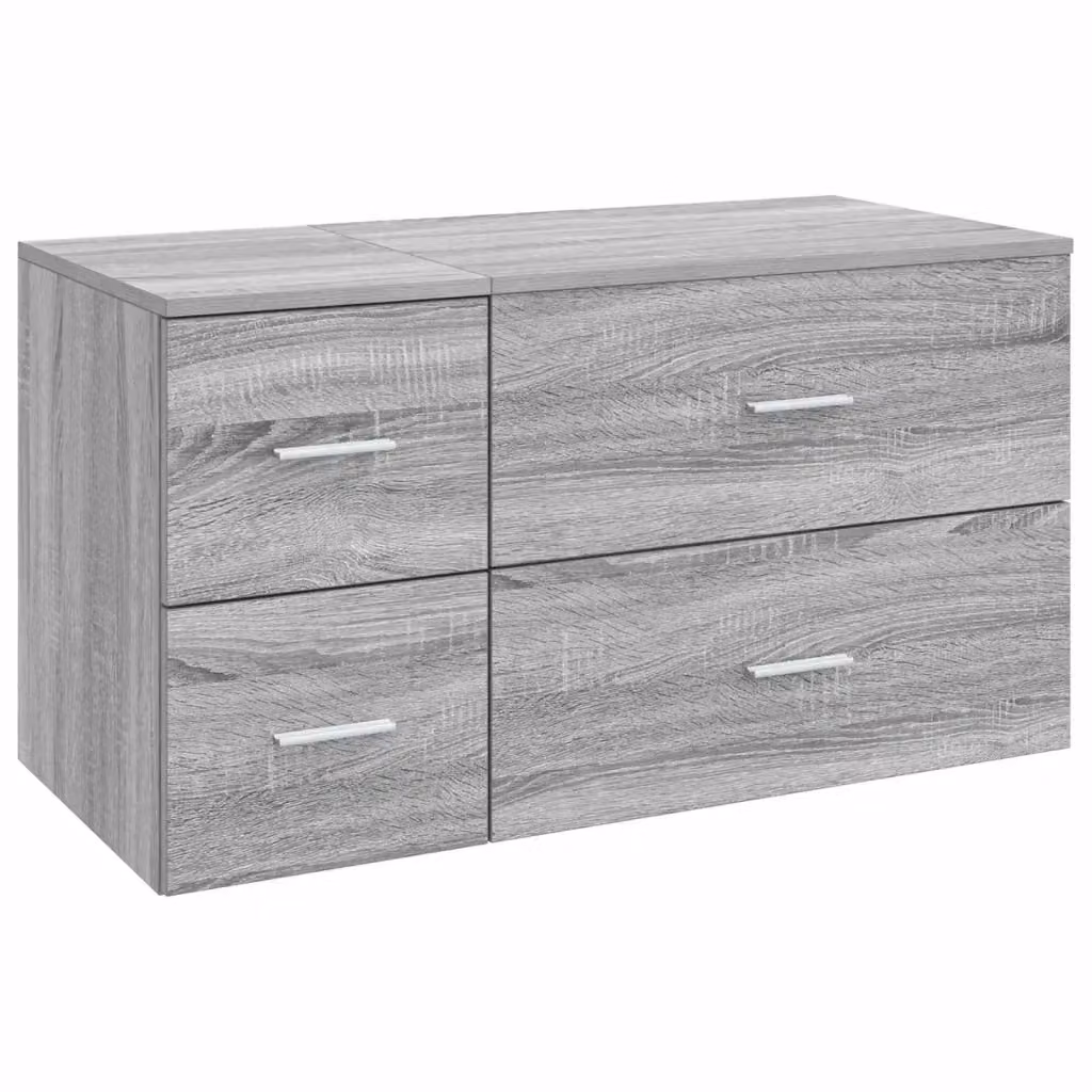 Set di mobili per il bagno moderno vidaXL composto da mobile lavabo e pensile in MDF grigio opaco – 2