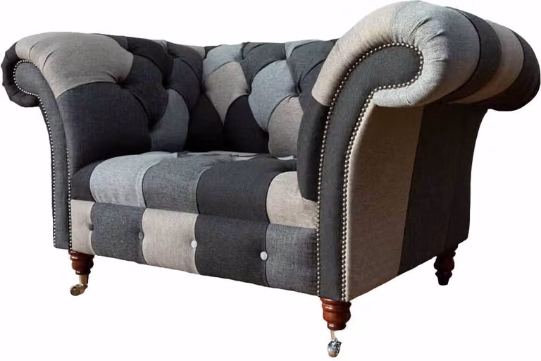 Sofa 1 Sitzer Textil Lounge Luxus Polster Sitzer Sessel Design Couch