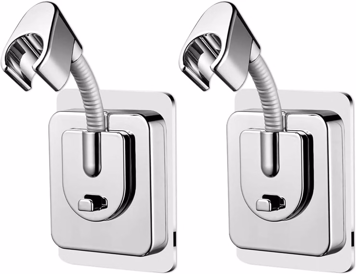 Supporti per soffione doccia - 2 pezzi - Senza foratura - Supporti per soffione doccia autoadesivi e resistenti - Supporti regolabili per doccetta manuale con adattatore in silicone - Montaggio a parete