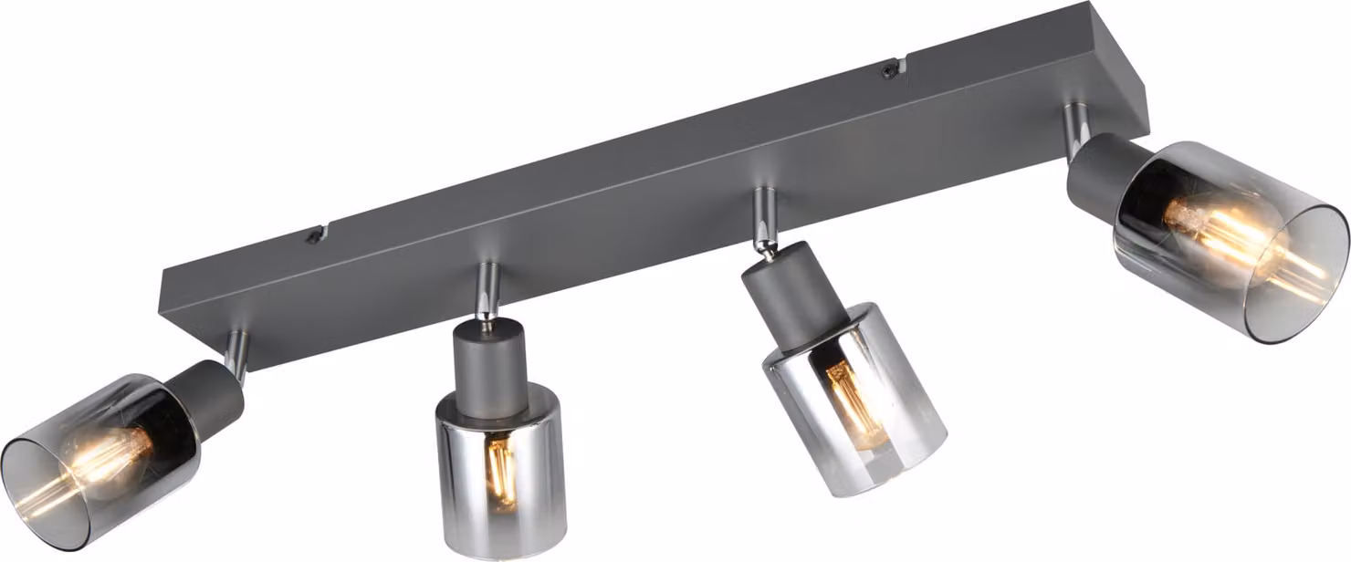 Reality Faretto da soffitto 4 luci Spot Cadiz E14 nero metallo vetro