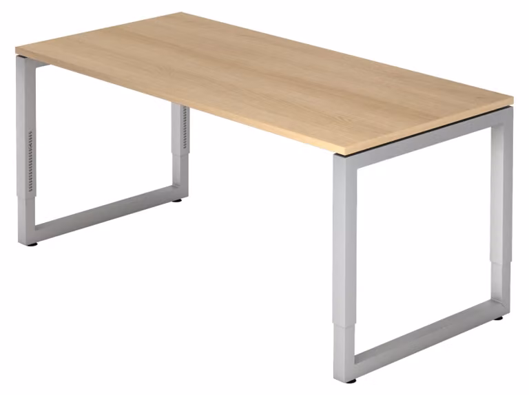bümö Scrivania Serie-R - Struttura: argento, dimensioni: 160 x 80 cm, decorazione: rovere