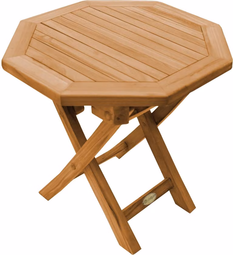 Tavolino pieghevole in teak, esagonale, modello "Potenza", in legno massello, resistente agli agenti atmosferici, 50 cm