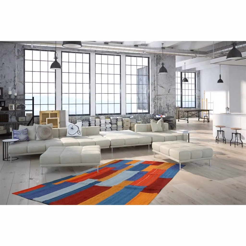 Tappeto Kilim Radical Intenso Kendra Home in Lana e Cotone Patchwork Multicolor – 2