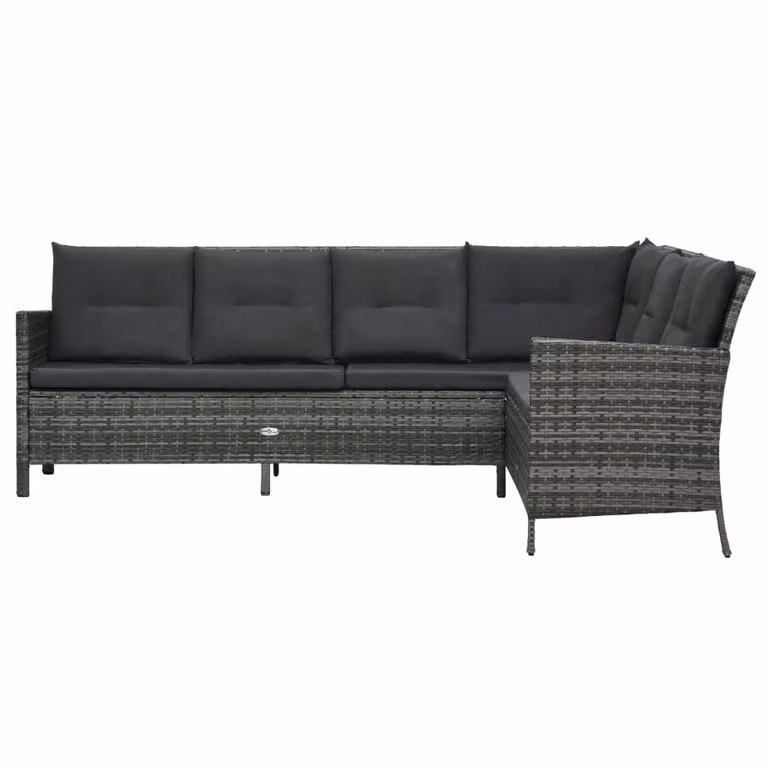 Set Divani da Giardino 3 pz con Cuscini in Polyrattan Grigio
