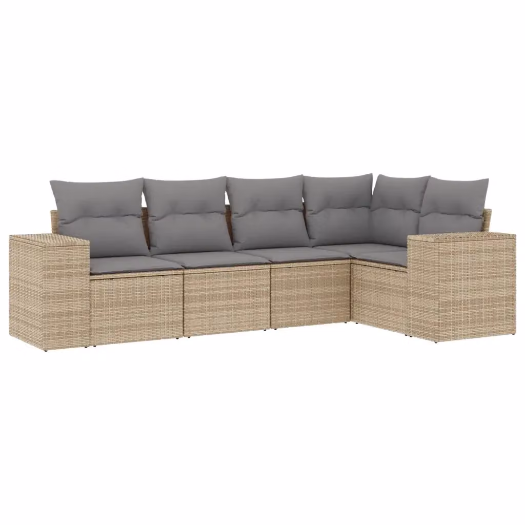 Set Divano da Giardino a L VIDAXL in Polyrattan con Cuscini Beige e Grigio e Struttura in Acciaio – 2