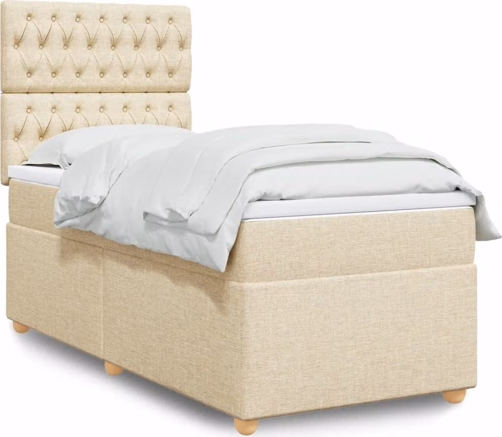Maison Exclusive - Giroletto a Molle con Materasso Crema 80x200 cm inTessuto
