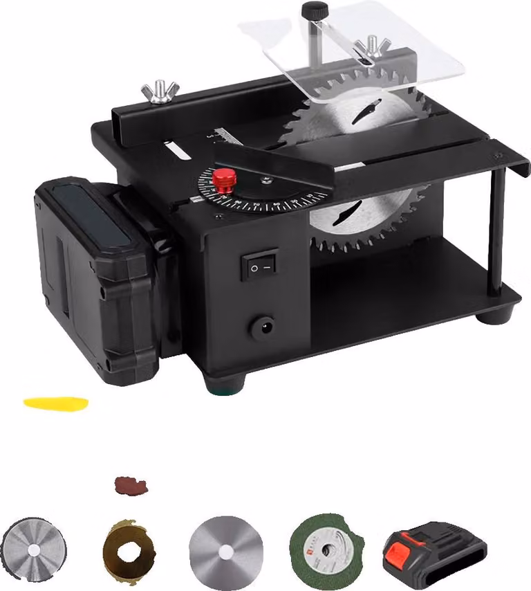 Mini sega da banco, velocità 23000 giri/min, profondità di taglio 35 mm, set 1 batteria