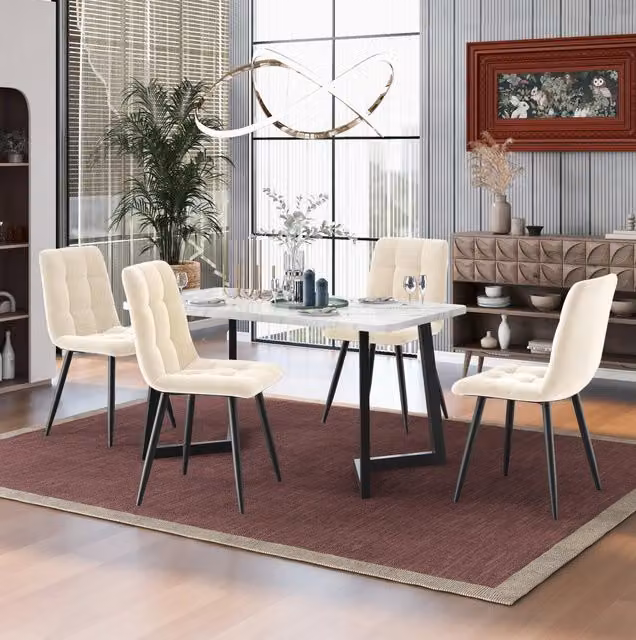 Set di 4 sedie da pranzo imbottite in velluto