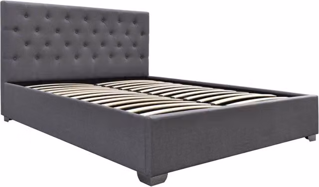 Letto matrimoniale con contenitore TINO moderno in tessuto grigio L/P: 180 x 200 cm