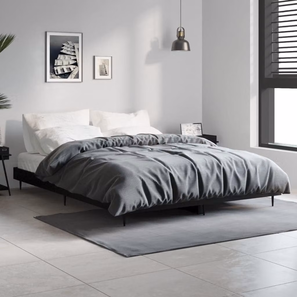 The Living Store Struttura letto nera 140x190 cm in materiale ligneo