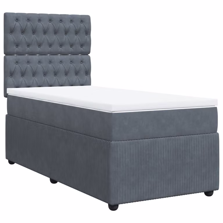 Giroletto a Molle con Materasso Grigio Scuro 90x200 cm Velluto