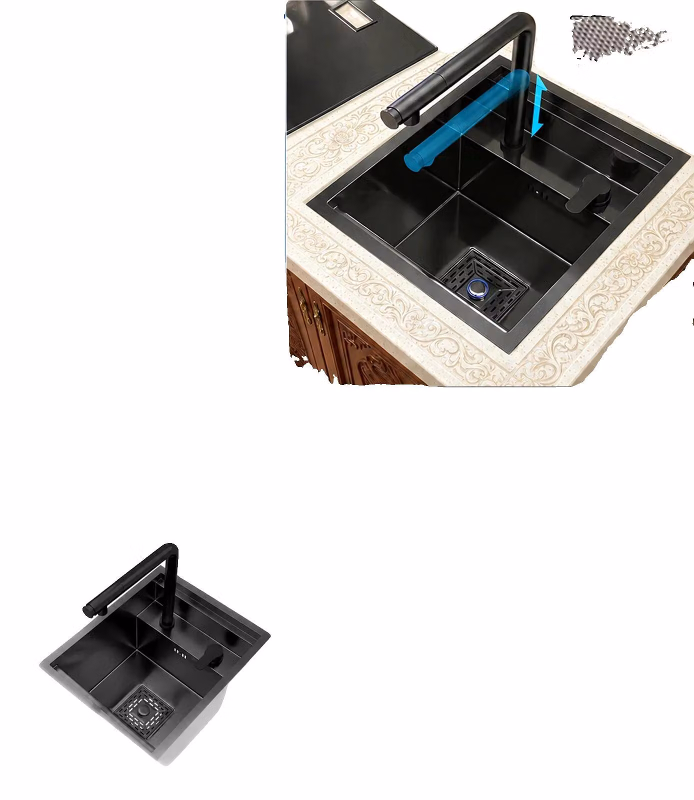 Lavello da cucina, acciaio inossidabile, vasca singola, modello Set-3239CM-NQ