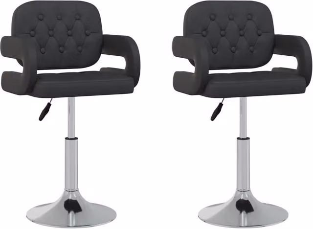 Set di 2 sedie da pranzo girevoli a 360 gradi in similpelle nera con braccioli e design moderno per cucina e soggiorno