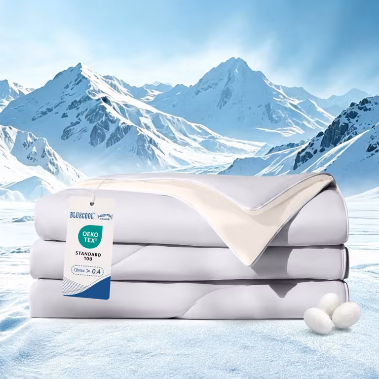 Coperta rinfrescante 150x200 cm, con tecnologia Q-Max superiore a 0,4, in seta, ideale per l'estate