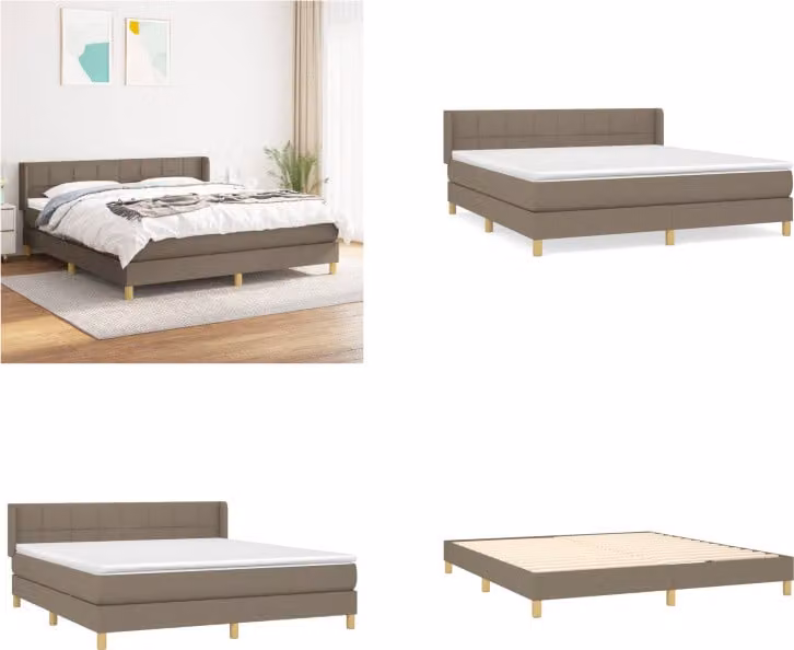 vidaXL Letto boxspring con materasso Taupe 180x200 cm in tessuto - Letto boxspring - Boxspringbetten - Bett - Schlafzimmermöbel