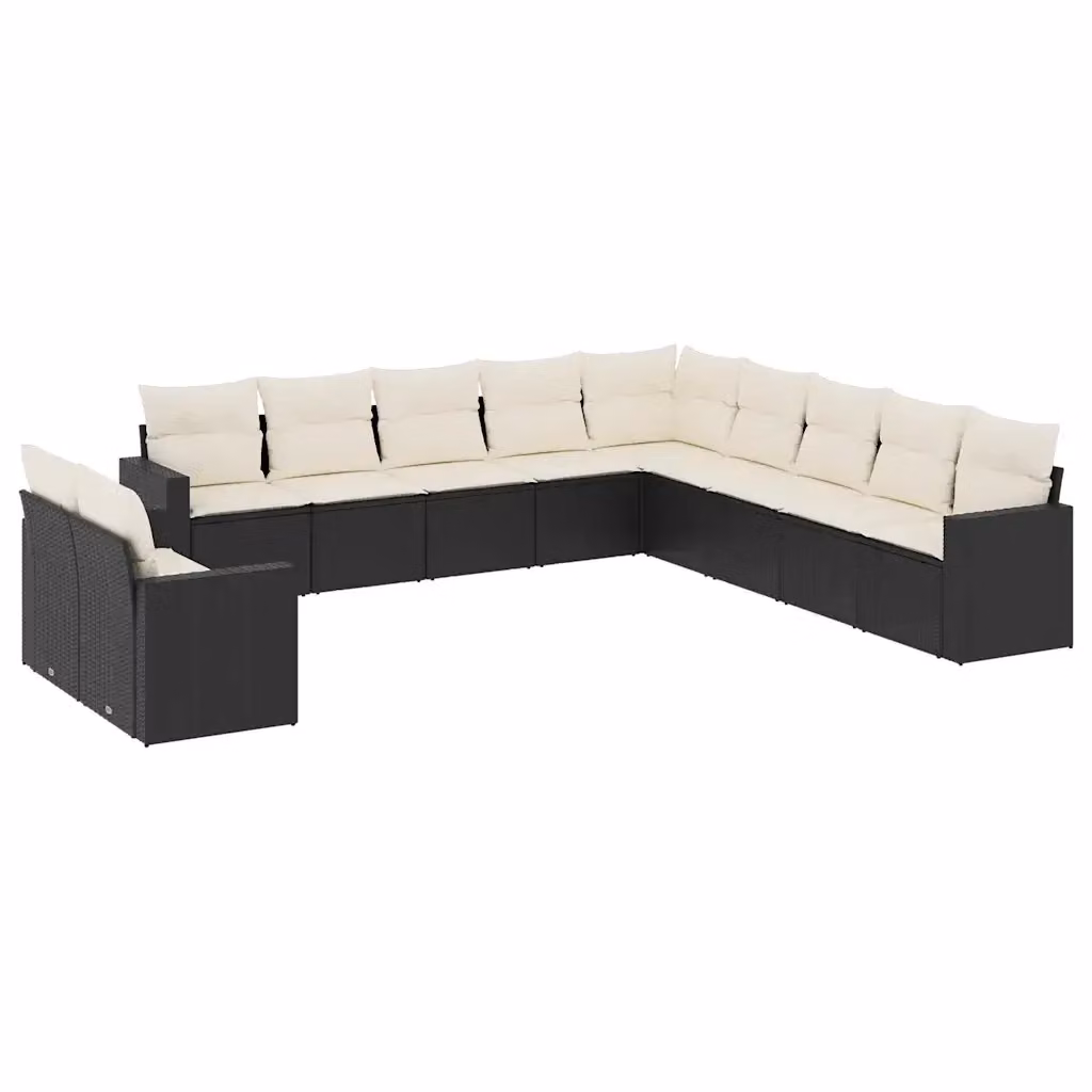 Set di divani da giardino VIDAXL in polyrattan nero con 11 pezzi e cuscini inclusi – 2